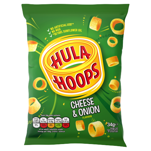 Hula Hoops Cheese & Onion Crisps 34g