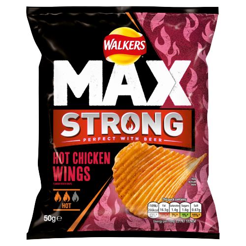 Walkers Max Strong Hot Chicken Wings Crisps 50g