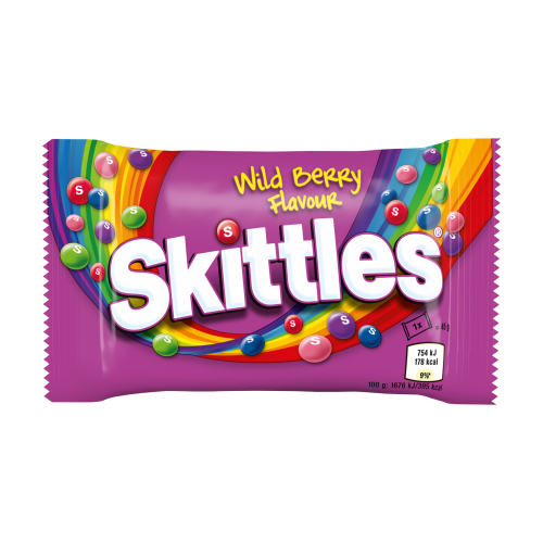 Skittles Vegan Chewy Sweets Wild Berry Fruit Flavoured Bag 45g