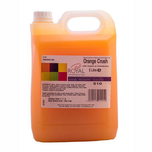 Royal Orange Crush Syrup Single Strength 2x5ltr Bottle