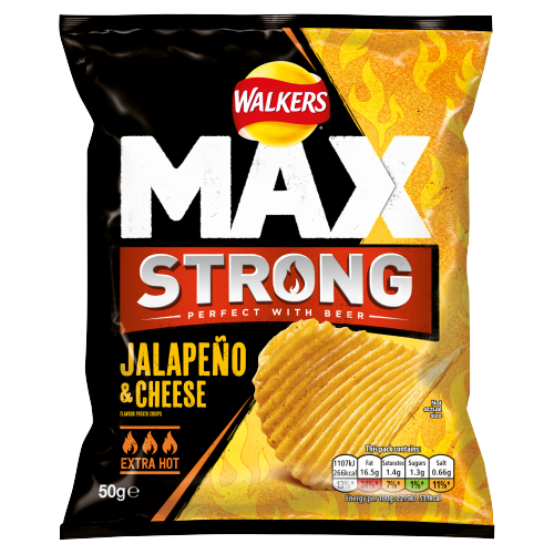 Walkers Max Strong Jalapeño & Cheese Crisps 50g