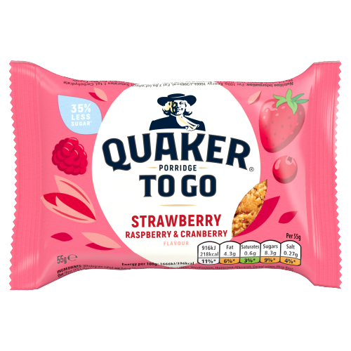 Quaker Porridge To Go Mixed Berries Breakfast Bar 55g