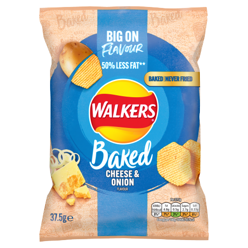 Walkers Baked Cheese & Onion Snacks Crisps 37.5g